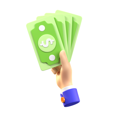 Hand Holding Money  3D Icon