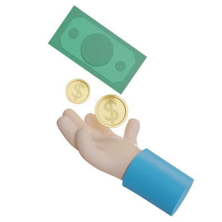 Hand Holding Money  3D Illustration