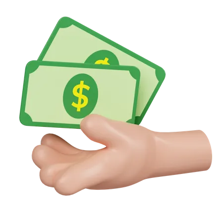 3 D Hand Holding Money Payment Concept Finance Investment Money Saving On Hand Icon Isolated On Pink Background 3 D Rendering Illustration Clipping Path 3D Icon