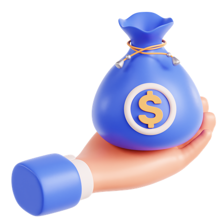 Hand Holding Money Bag  3D Icon