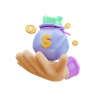 hand holding money bag emoji 3d