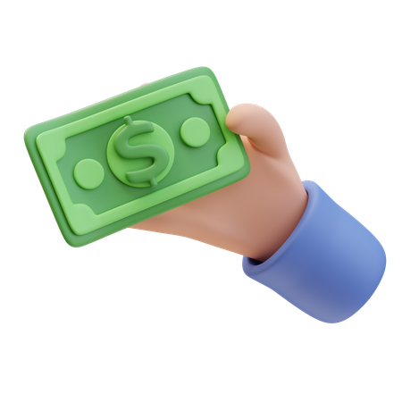 Hand Holding Money Banknote  3D Icon