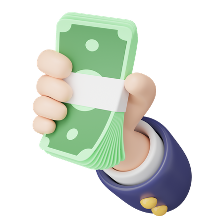 Hand Holding Money Bundle  3D Icon