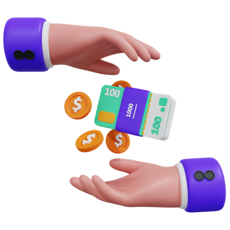 Hand Holding Money Cahs  3D Icon
