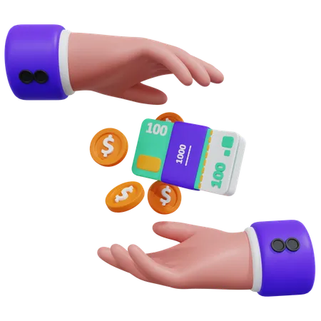 Hand Holding Money Cahs  3D Icon