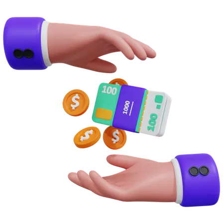 Hand Holding Money Cahs  3D Icon