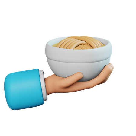 Hand Holding Noodle Food 3D Icon
