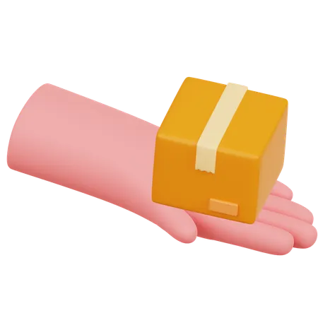 Hand Holding Package  3D Icon