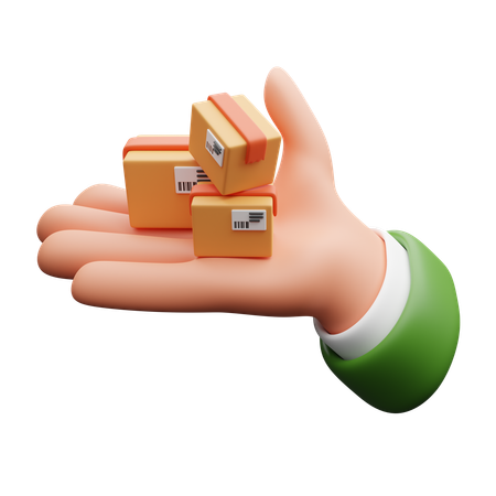 Hand Holding Packages  3D Icon