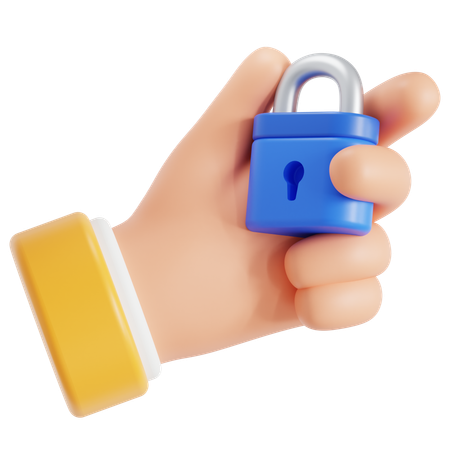 Hand holding padlock  3D Icon