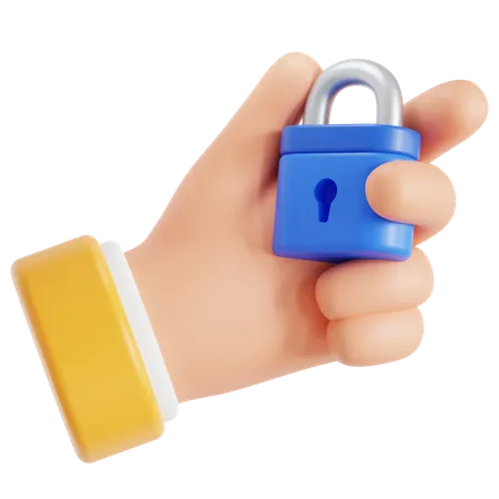 Hand holding padlock  3D Icon