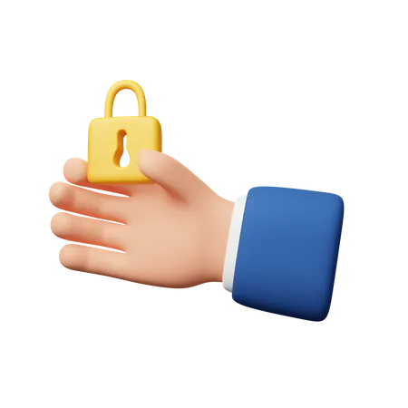 Hand Holding Padlock  3D Icon