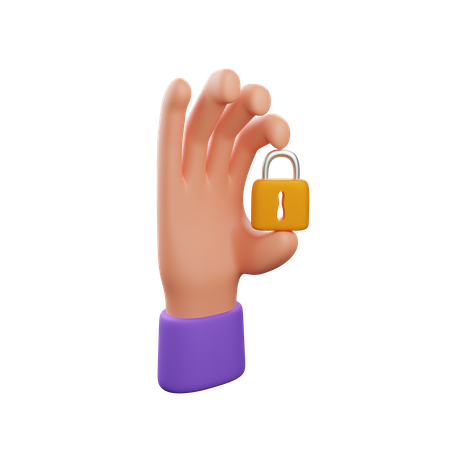 Hand Holding Padlock  3D Icon