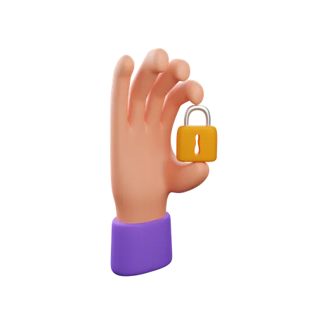 Hand Holding Padlock  3D Icon