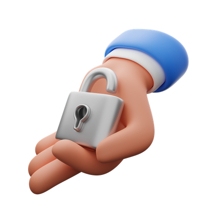 Hand Holding Padlock  3D Icon