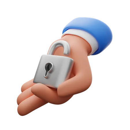 Hand Holding Padlock  3D Icon