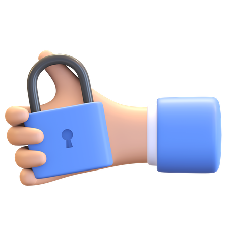 Hand holding padlock  3D Illustration