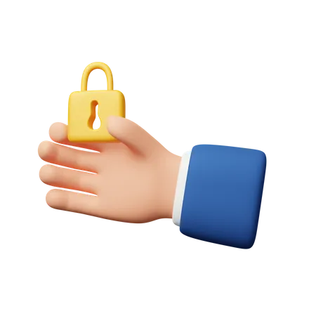 Hand Holding Padlock Download This Item Now 3D Icon