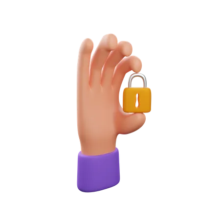 Hand Holding Padlock Download This Item Now 3D Icon
