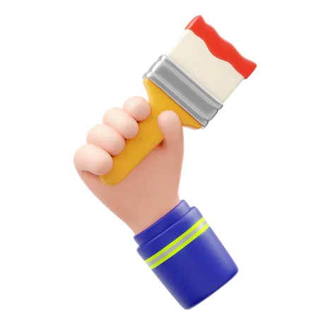 Hand Holding Paint Brush  3D Icon