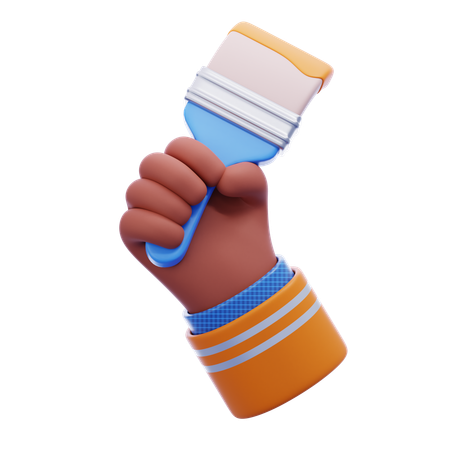 Hand holding paint brush  3D Icon