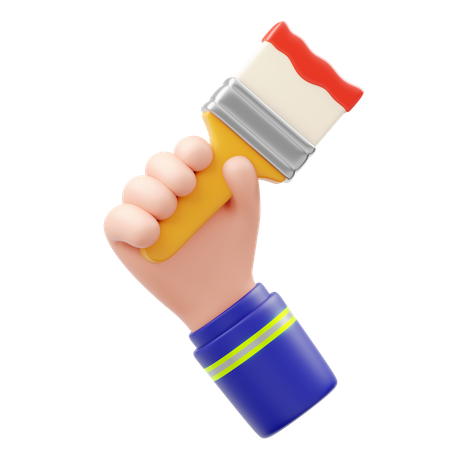 Hand Holding Paint Brush  3D Icon