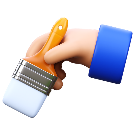 Hand Holding Paint Brush  3D Icon