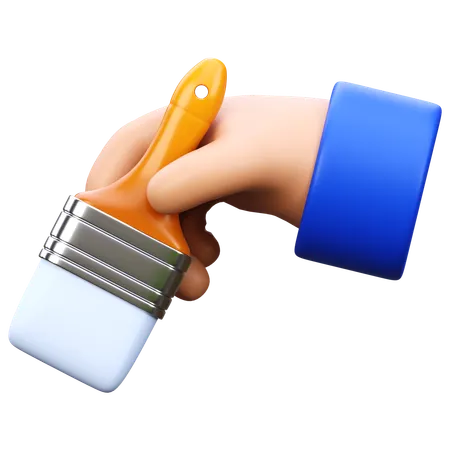 Hand Holding Paint Brush  3D Icon