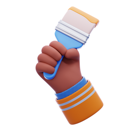 Hand holding paint brush  3D Icon