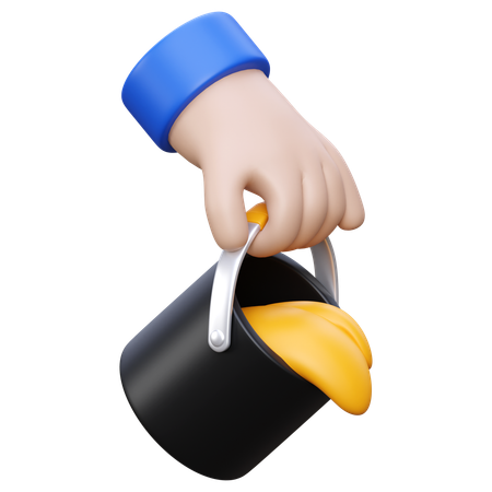 Hand Holding Paint Bucket  3D Icon