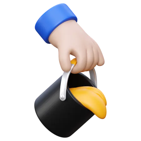 Hand Holding Paint Bucket  3D Icon