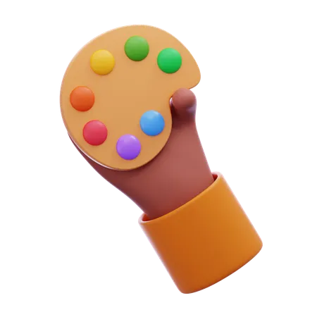 Hand holding paint pallete  3D Icon