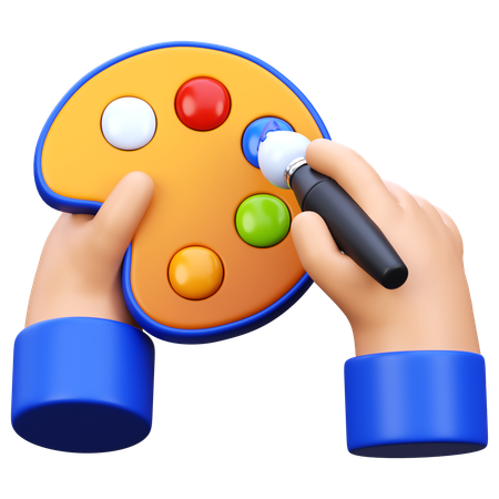 Hand Holding Paint Pallete  3D Icon