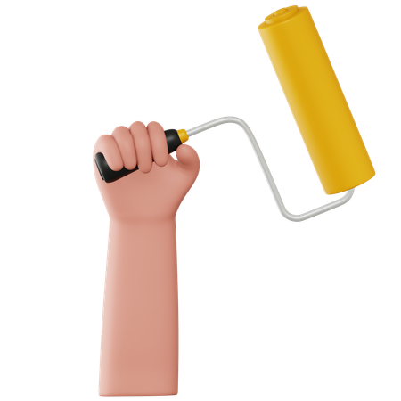 Hand Holding Paint Roller  3D Icon