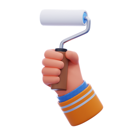 Hand holding paint roller  3D Icon