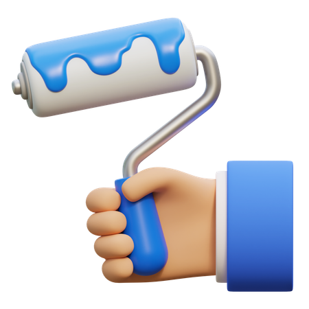 손을 잡고 페인트 롤러  3D Icon