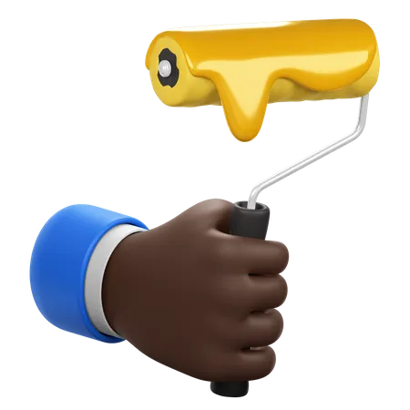 Hand Holding Paint Roller  3D Icon