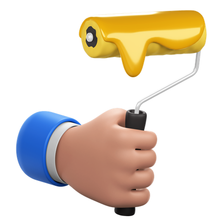 Hand Holding Paint Roller  3D Icon