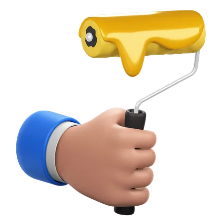 Hand Holding Paint Roller  3D Icon