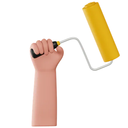 Hand Holding Paint Roller  3D Icon