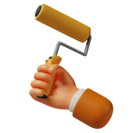 Hand Holding Paint Roller  3D Icon