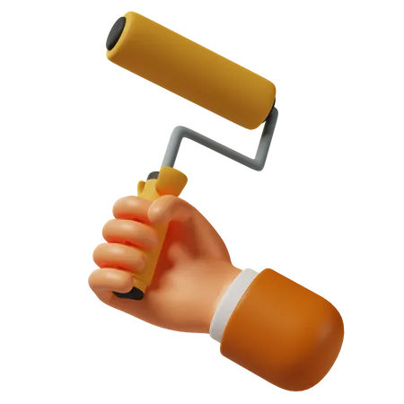 Hand Holding Paint Roller  3D Icon