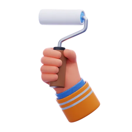 Hand holding paint roller  3D Icon