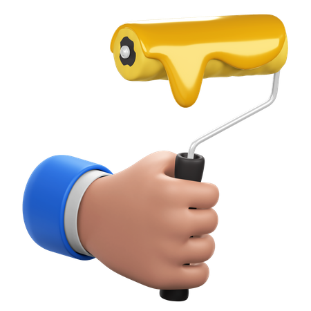 Hand Holding Paint Roller  3D Icon