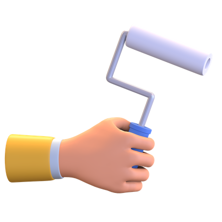 Hand holding paint roller  3D Illustration