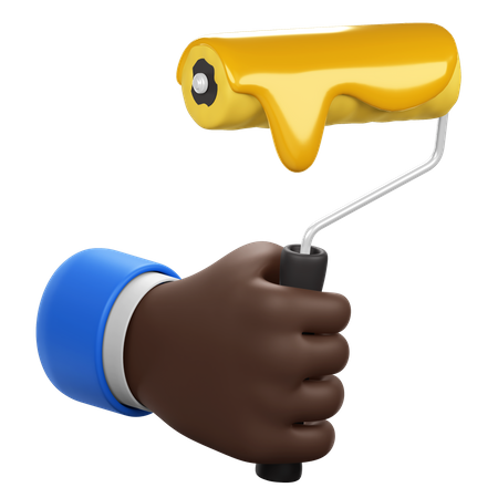 Hand Holding Paint Roller  3D Icon