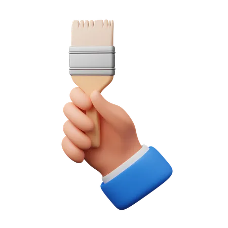 Hand holding paintbrush  3D Icon
