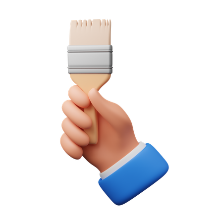 Hand holding paintbrush  3D Icon