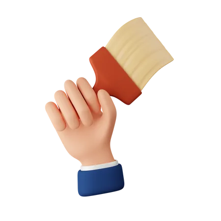 Hand Holding Paintbrush  3D Icon