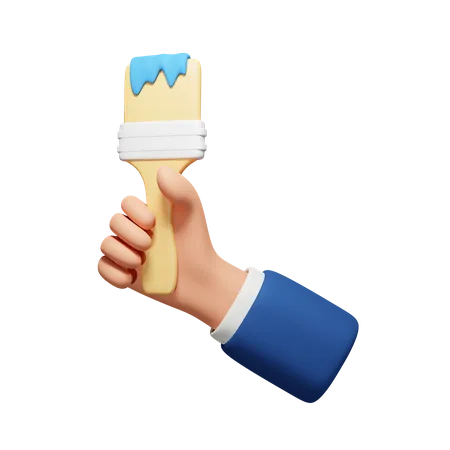 Hand Holding Paintbrush  3D Icon